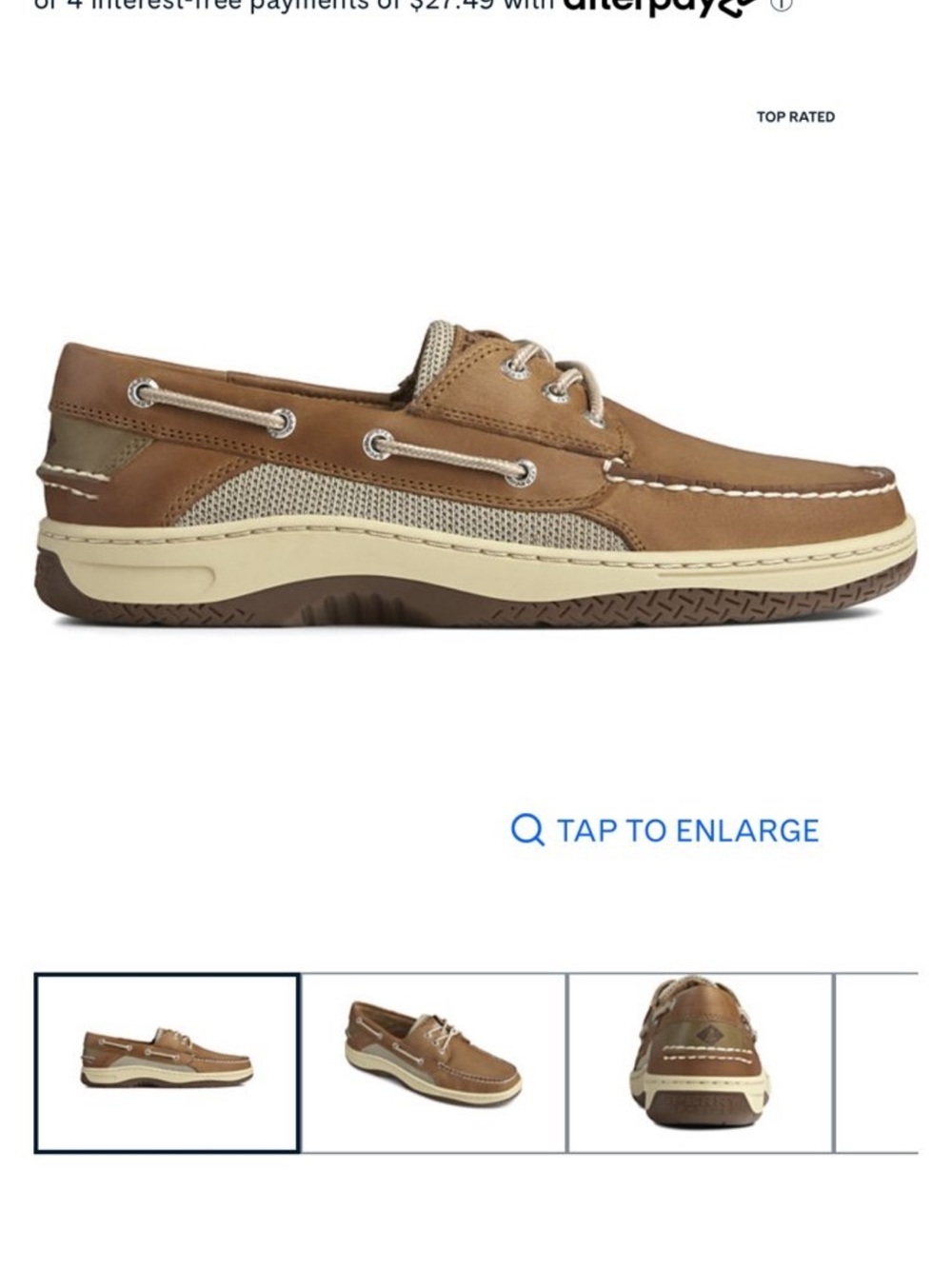 Sperry Men's Tan/Brown Mesh-Panel Boat Shoe